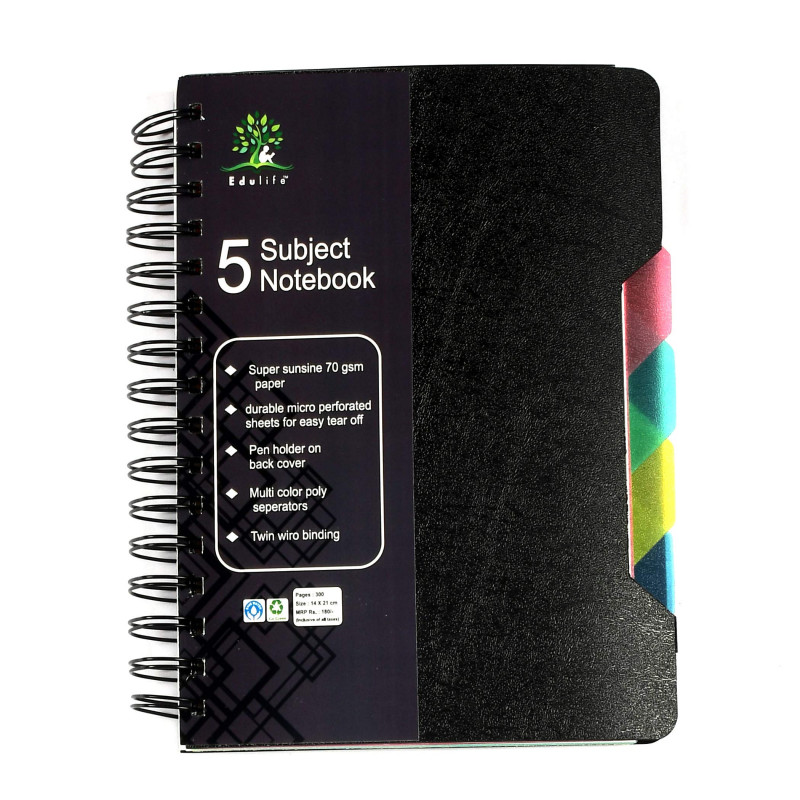 A5 Five Subject Single Line Diary with Pen Holde