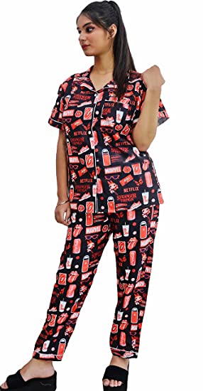 MOTLEY BY RIYA JAIN Womens Cotton All Over Print Night Suit