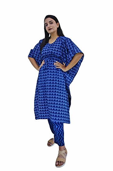 MOTLEY BY RIYA JAIN Womens Cotton Screen Printed Kaftan Kur