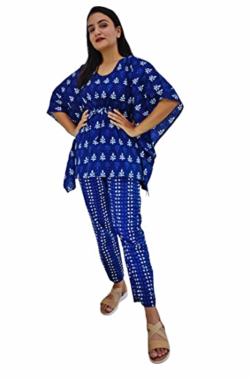 MOTLEY BY RIYA JAIN Womens Cotton Screen Printed Indigo Kaf