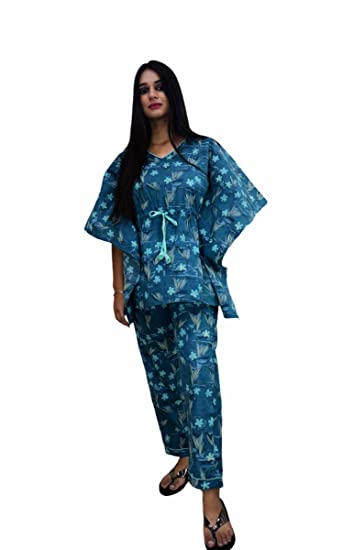 MOTLEY BY RIYA JAIN Womens Cotton Screen Printed Kaftan & P